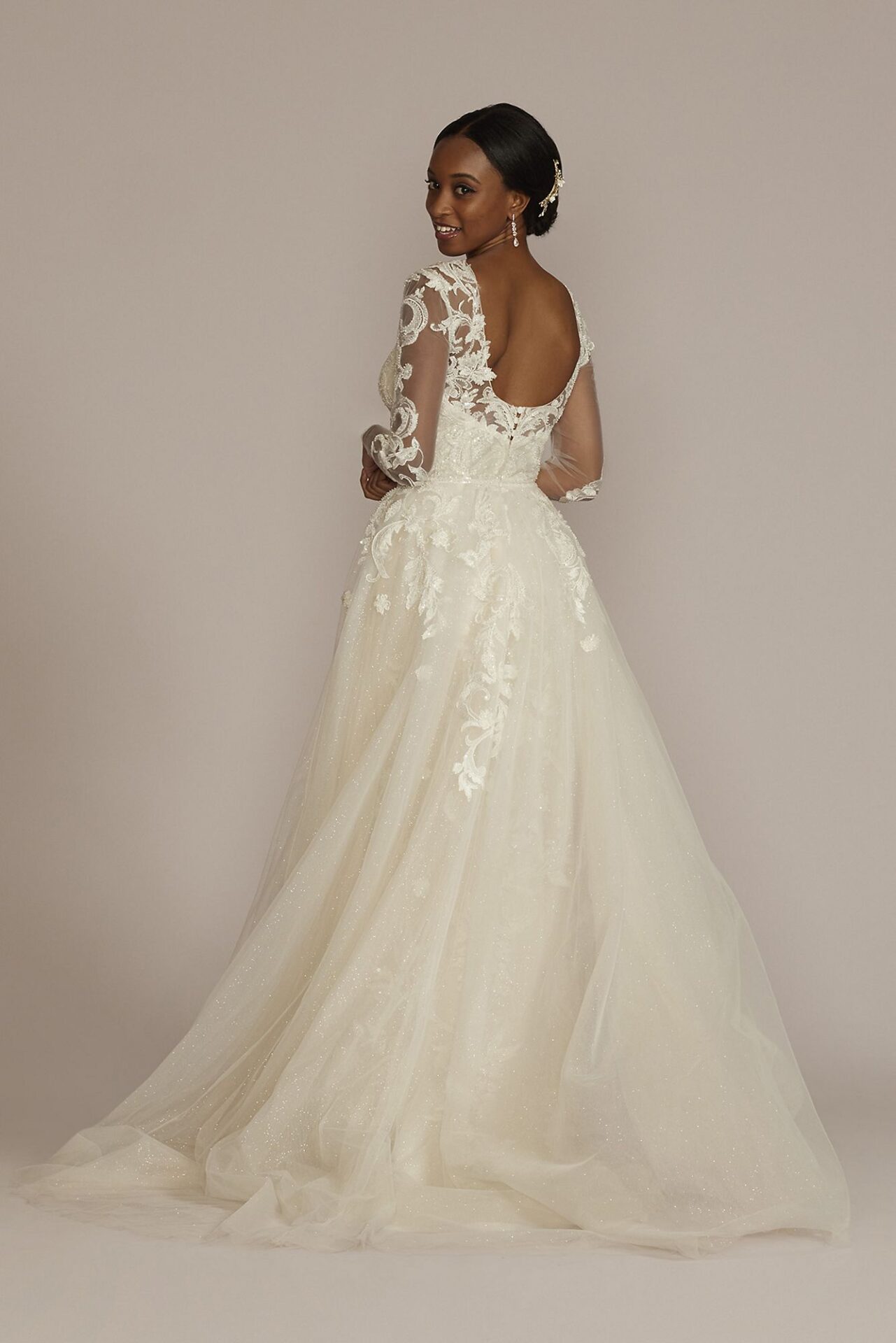Beaded Sheath Wedding Dress with Overskirt STYLE# CWG933 - Onedaybride