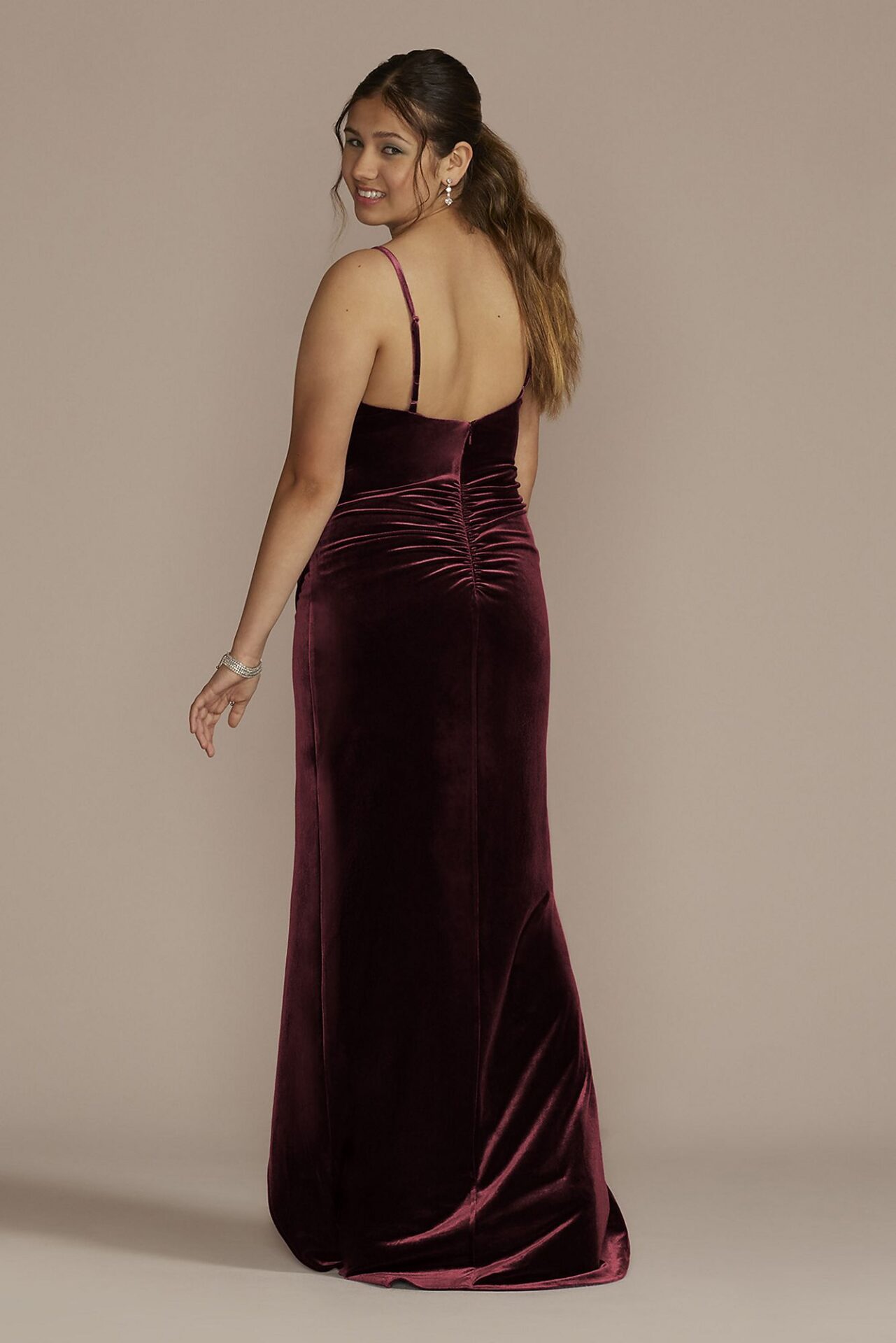 Long Velvet V-Neck Wrap Sheath Dress D24NY22509V1