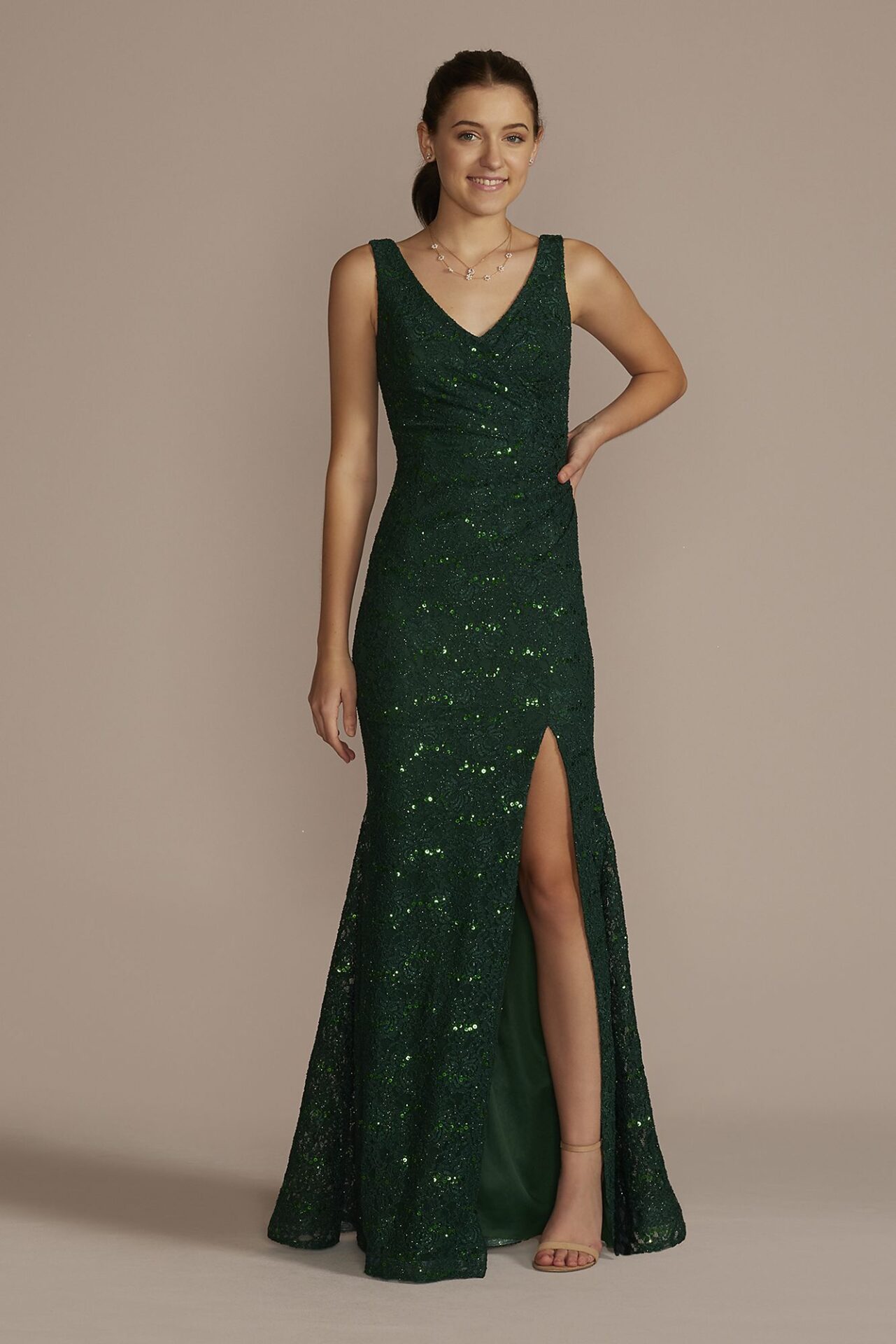 Glitter Sequin Lace Tank Mermaid Dress D24NY22615V2RW