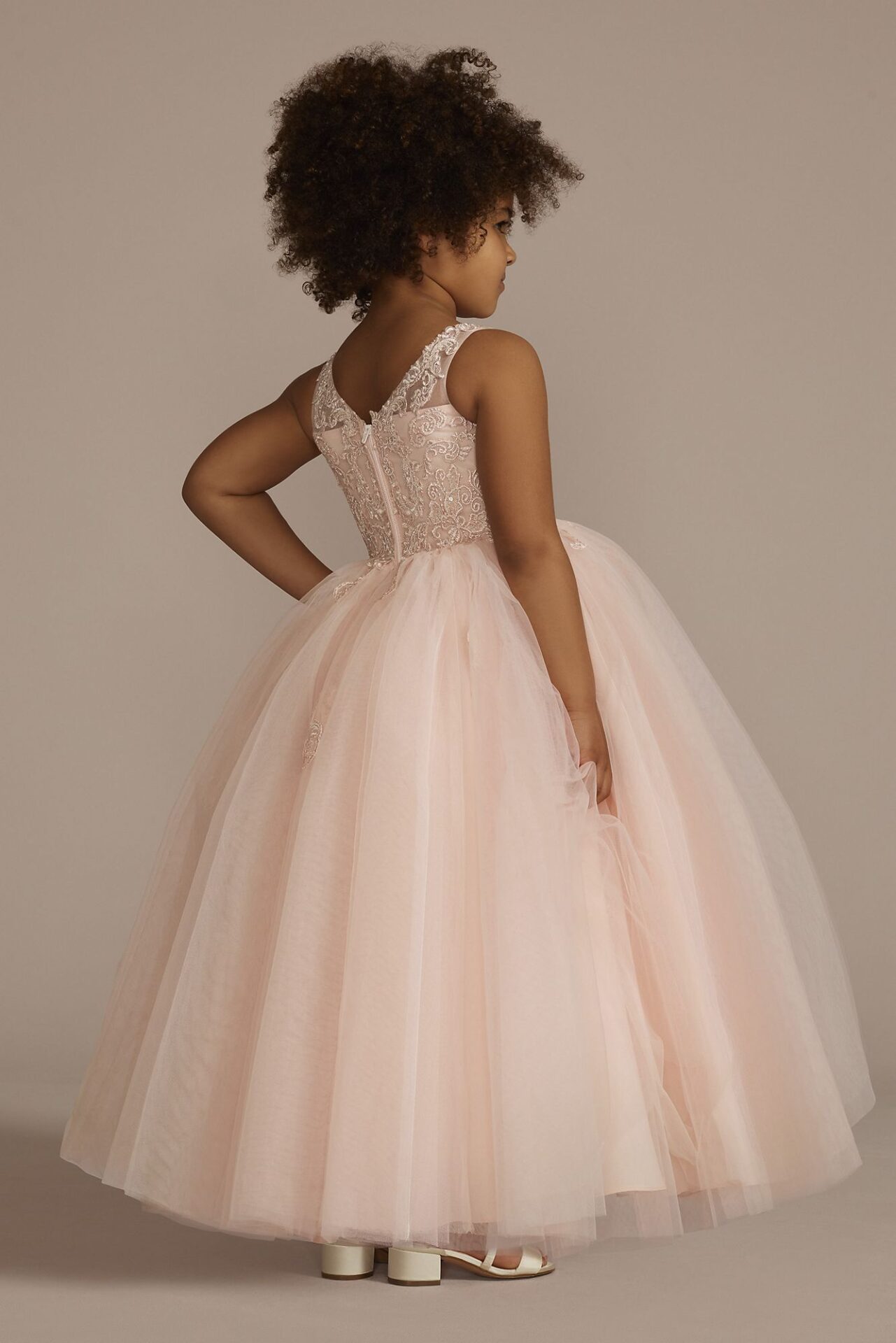 Embellished Lace Applique Flower Girl Dress FR2209