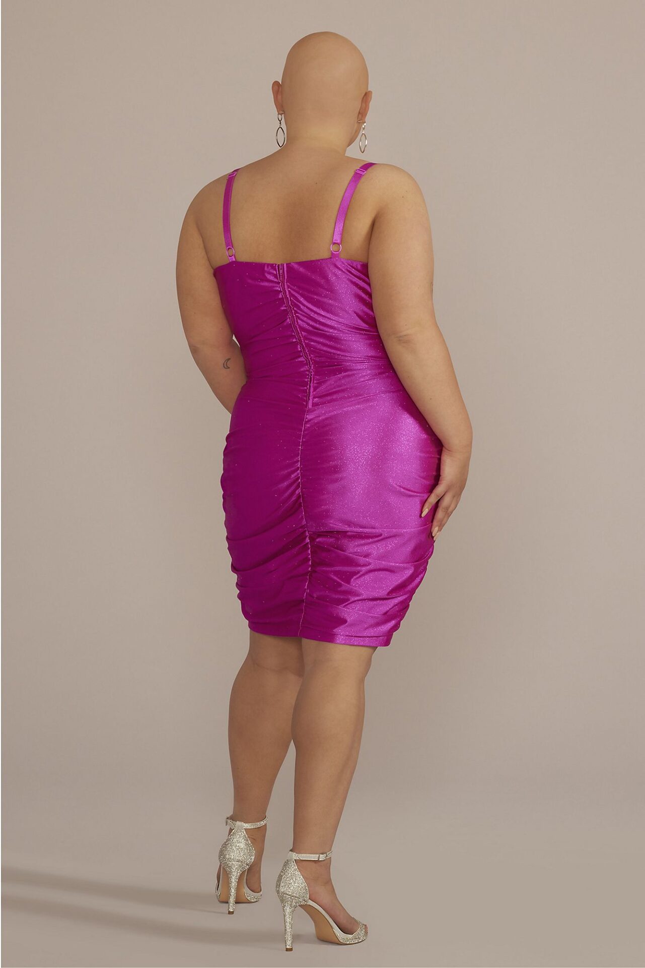 Plus Size Glitter Knit Cowl Neck Bodycon Dress GDJ4377