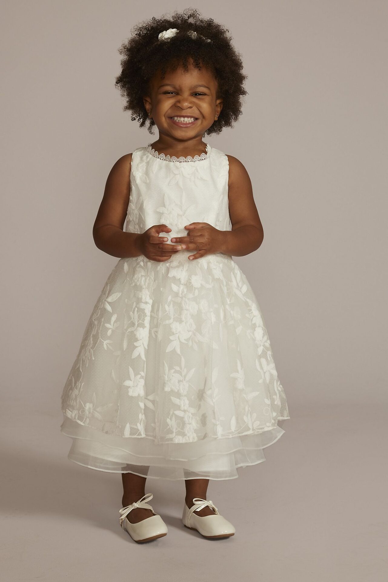 Embroidered Tiered Organza Flower Girl Dress WG1443