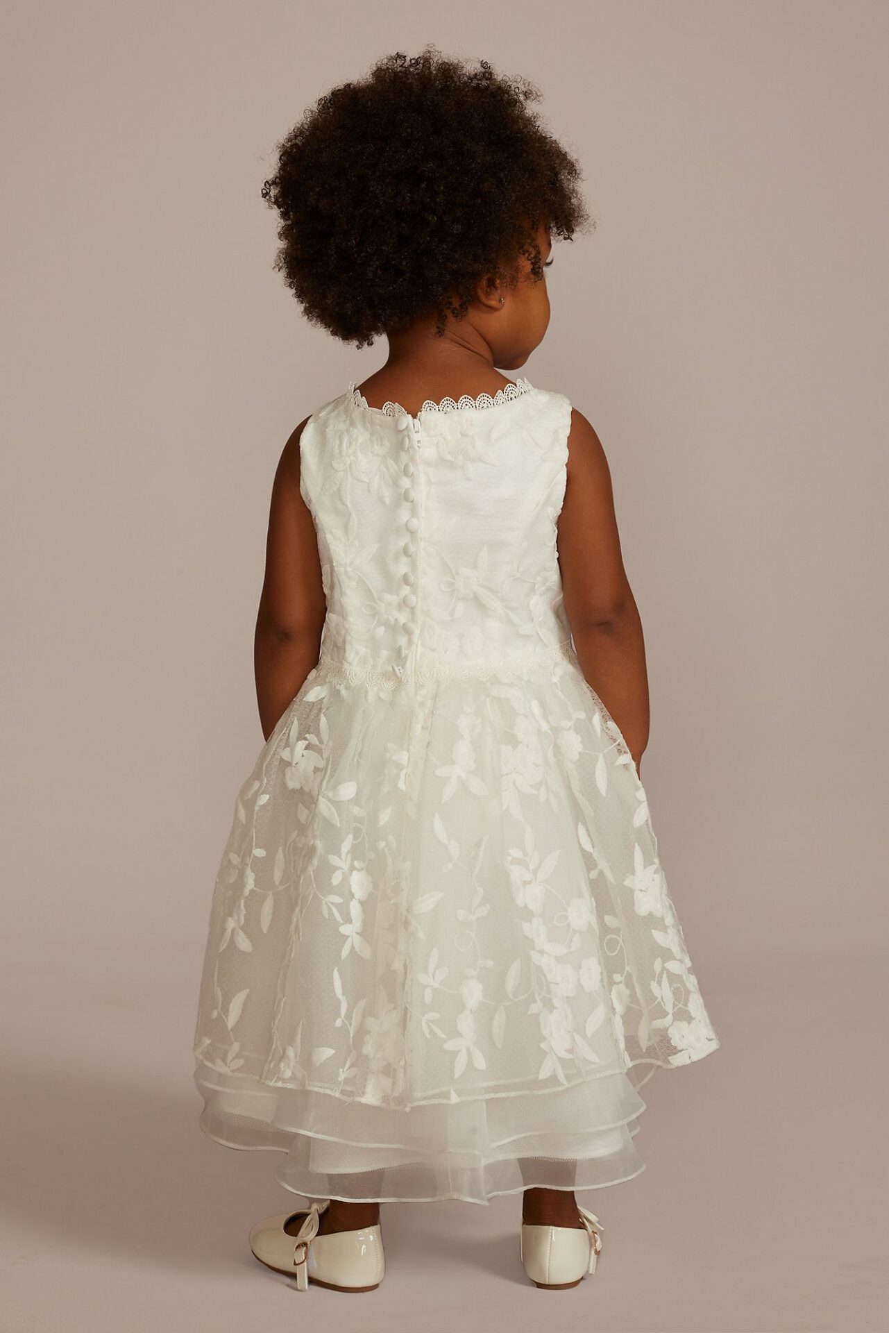 Embroidered Tiered Organza Flower Girl Dress WG1443