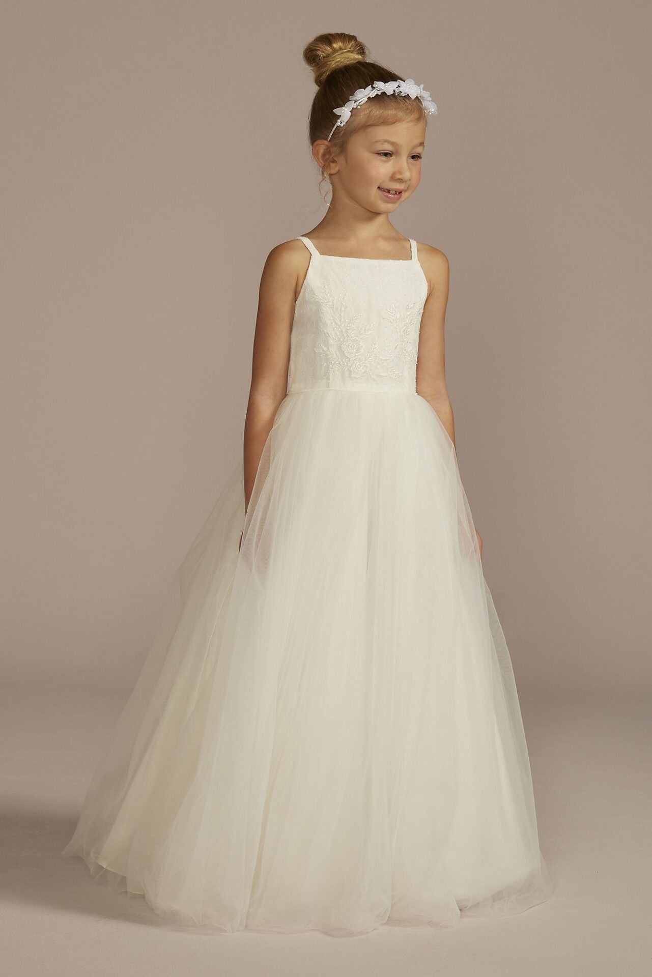 Beaded Lace and Tulle Flower Girl Ball Gown Dress WG1470