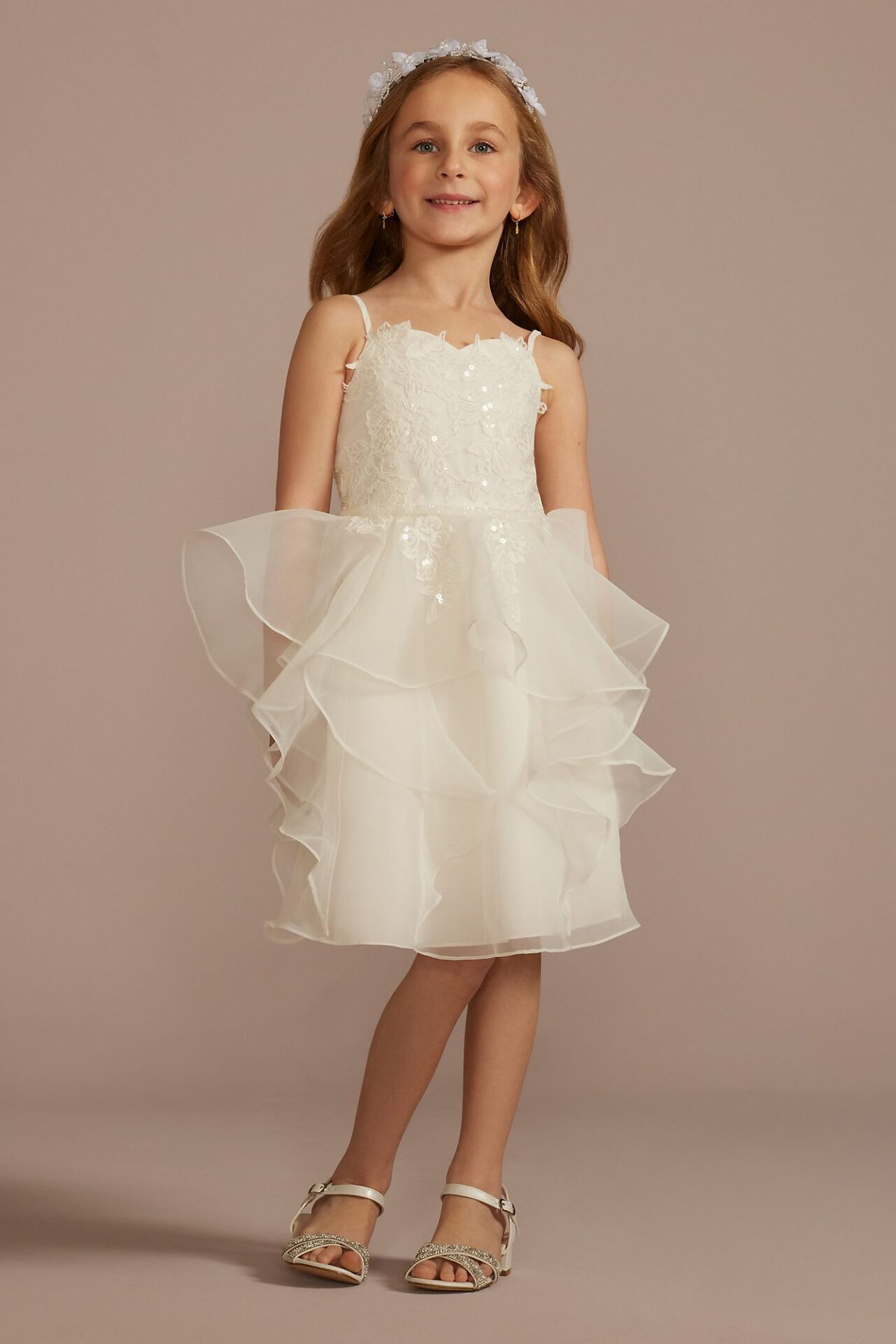 Spaghetti Strap Ruffle Skirt Flower Girl Dress WG1478